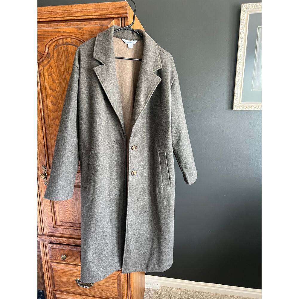 Old Navy Gray/Brown Oversized Trench‎ L Longline Minimalist Indie Sleaze Matrix